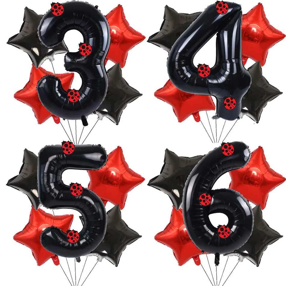 🔵 Ladybug Number Balloon & Stickers Set - Baby Shower & Birthday Party Decor - Cyprus