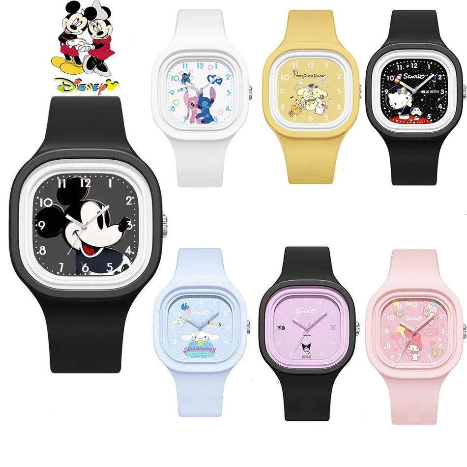 🔵 MINISO Disney Anime Minnie Children Watch with Minnie, Stitch & Mickey Mouse Characters - Cyprus