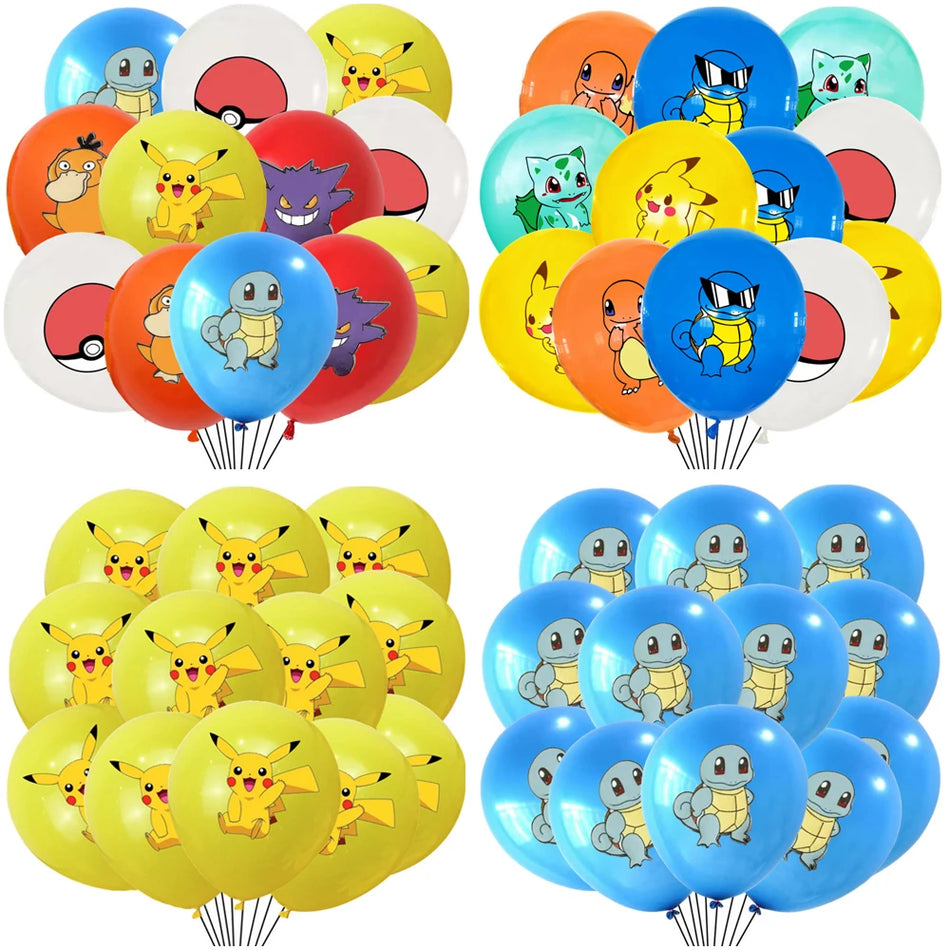 🔵 12 inch Pokemon Latex Balloon For Children's Birthday Party Decoration Baby Shower Supplies Pikachu Children's Toys Air Balloons