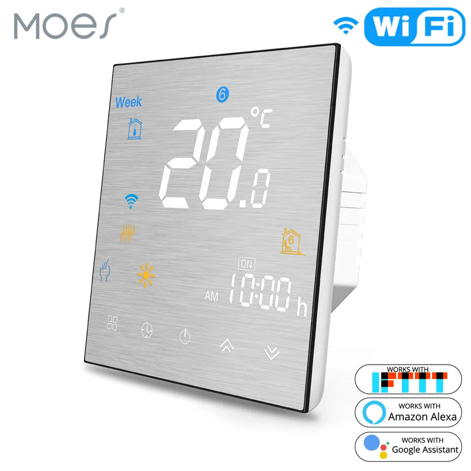 Moes Wi -Fi Smart Thermostat Tempertant Controller для воды/электрического нагрева воды/газовой котлы работает с Alexa Google Home