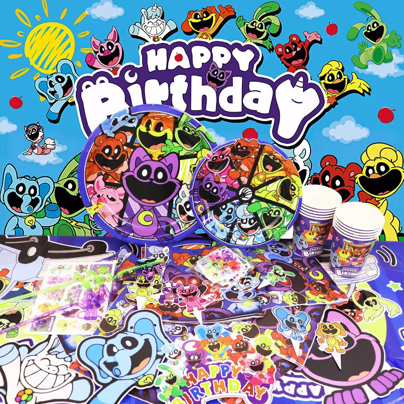 Smiling Critters Birthday Party Balloon Set - Foil and Latex Decorations for Kids