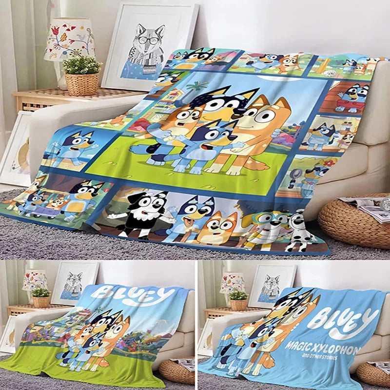 Bluey Family Flannel Blanket - Perfect for Home, Sofa, and Naps