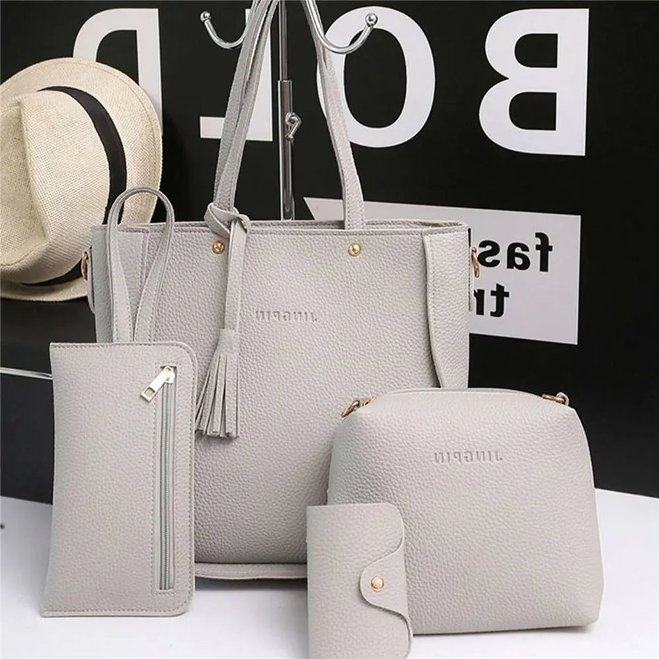 Chic 4-Piece PU Leather Crossbody Bag Set for Women