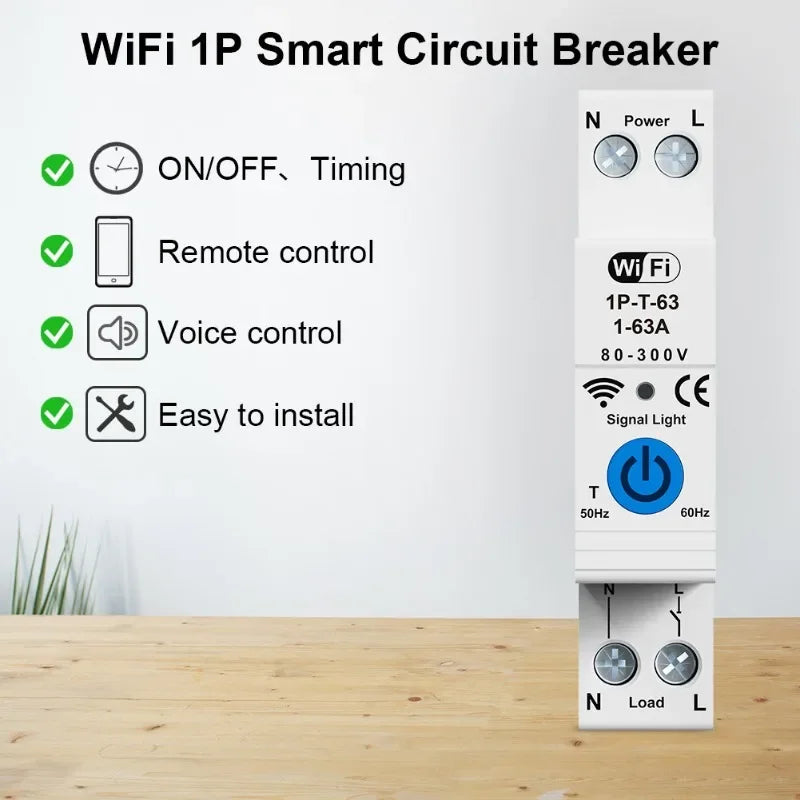 MZM WiFi Smart Circuit Breaker Timer Interrupteur 63A - Relais de télécommande MCB