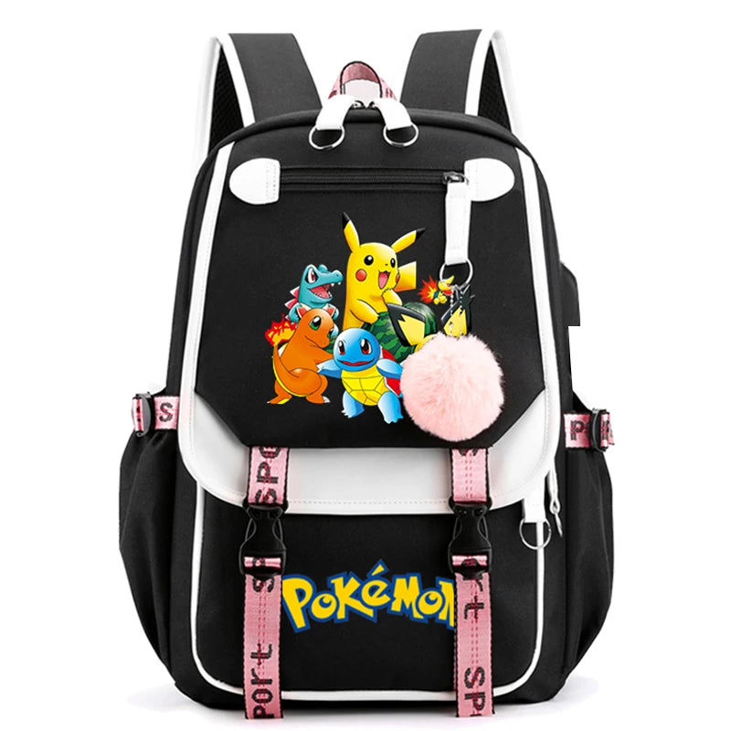 MINISO Anime Pokemon Pikachu Backpack with USB - Waterproof and Lightweight Schoolbag - 42cm x 29cm x 13cm - Cyprus