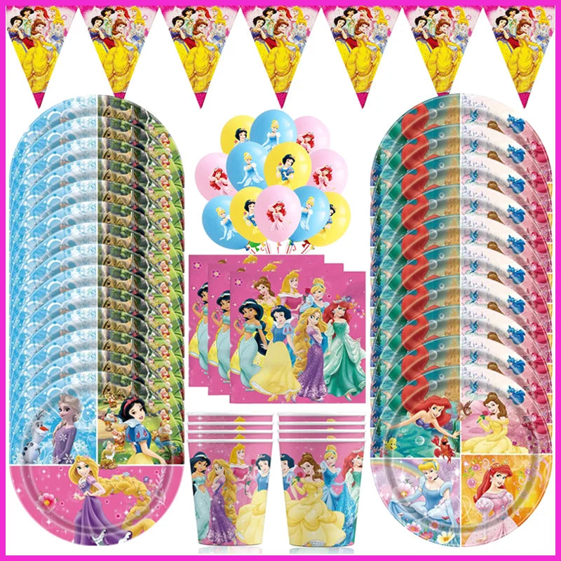 Princess Party Decoration Set - Snow White & Belle Plates, Napkins, Cups & Balloons - Cyprus