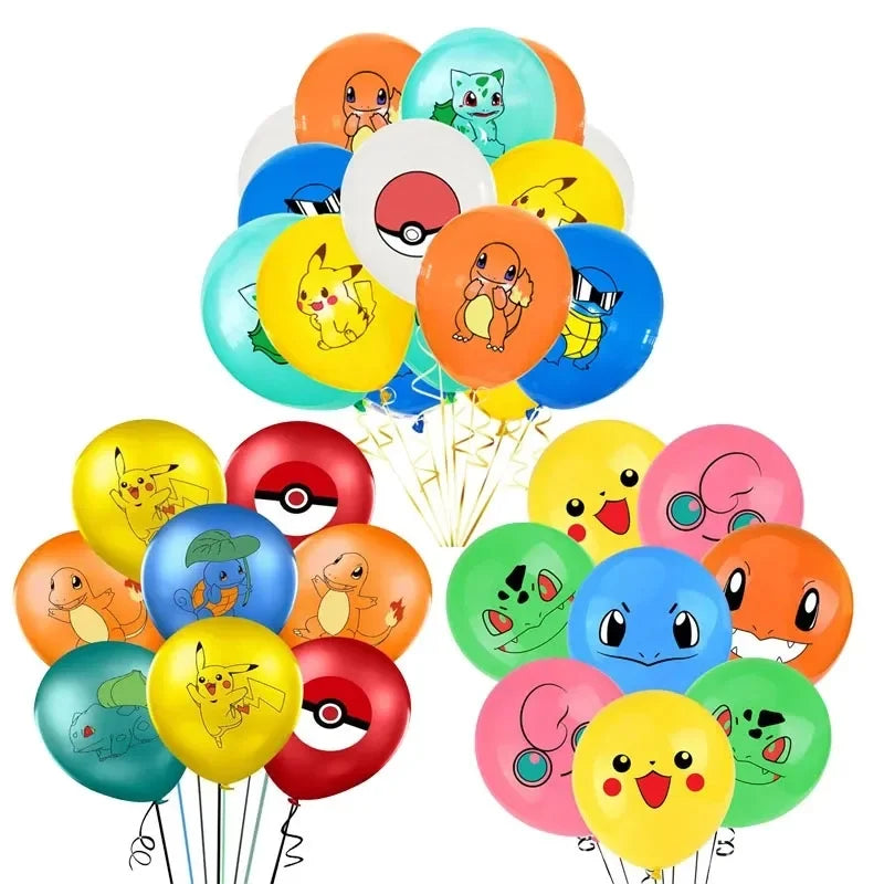 🔵 Pokemon Pikachu Latex Balloon Set Pikachu Squirtle Charmander Model Balloons Toys - Cyprus 🇨🇾