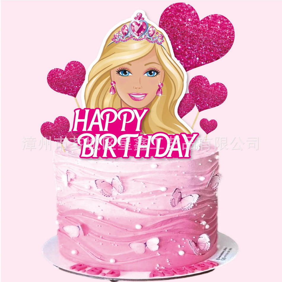🔵 Barbie Cake Topper Çocuk Doğum Günü Partisi Dekorasyon Seti - Kıbrıs