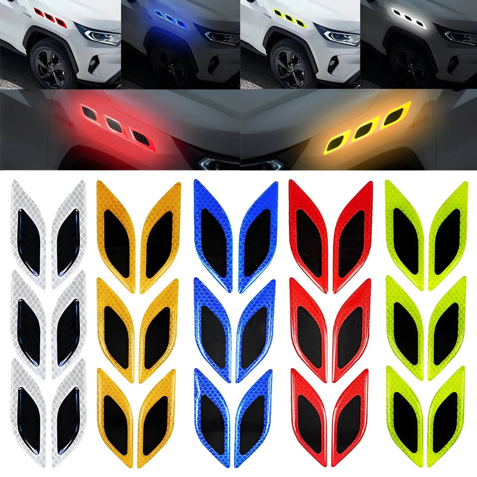 Carbon Fiber Car Reflective Sticker Set - 3D Styling Strips for Night Safety (6PCs)