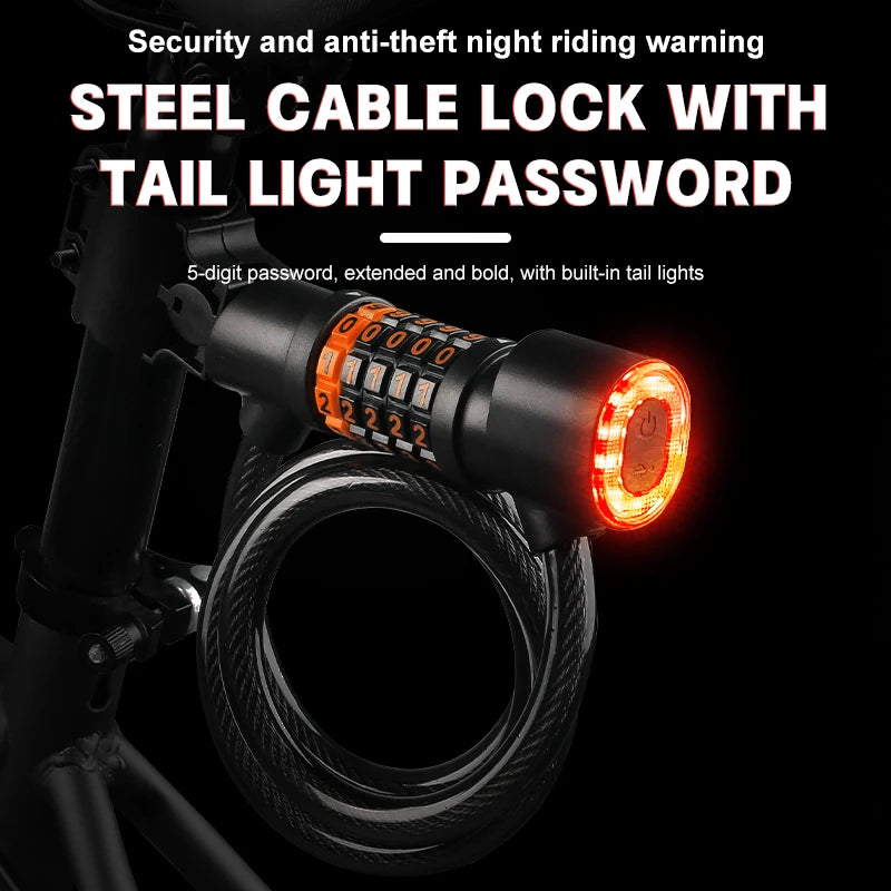 X-TIGER Multifunctional Bicycle Lock with Tail Light