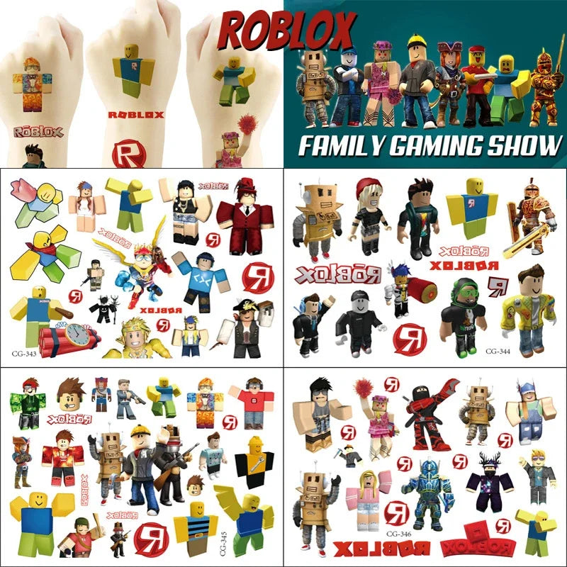 Roblox Cartoon Tattoo Stickers для детей на день рождения - водонепроницаемый декор