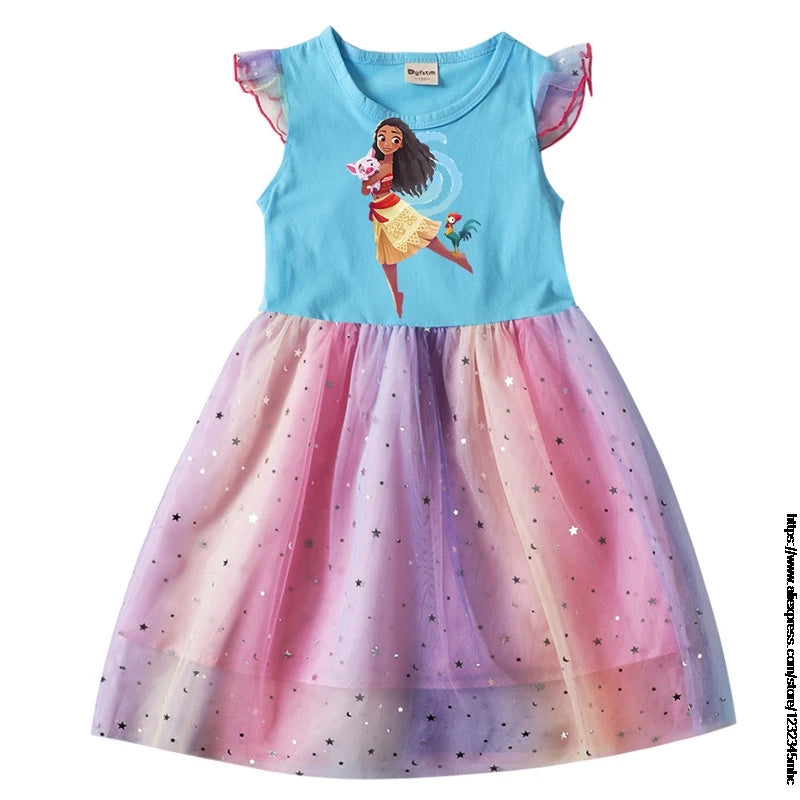 Moana Flying Sleeve Tutu Dress for Girls - Cyprus