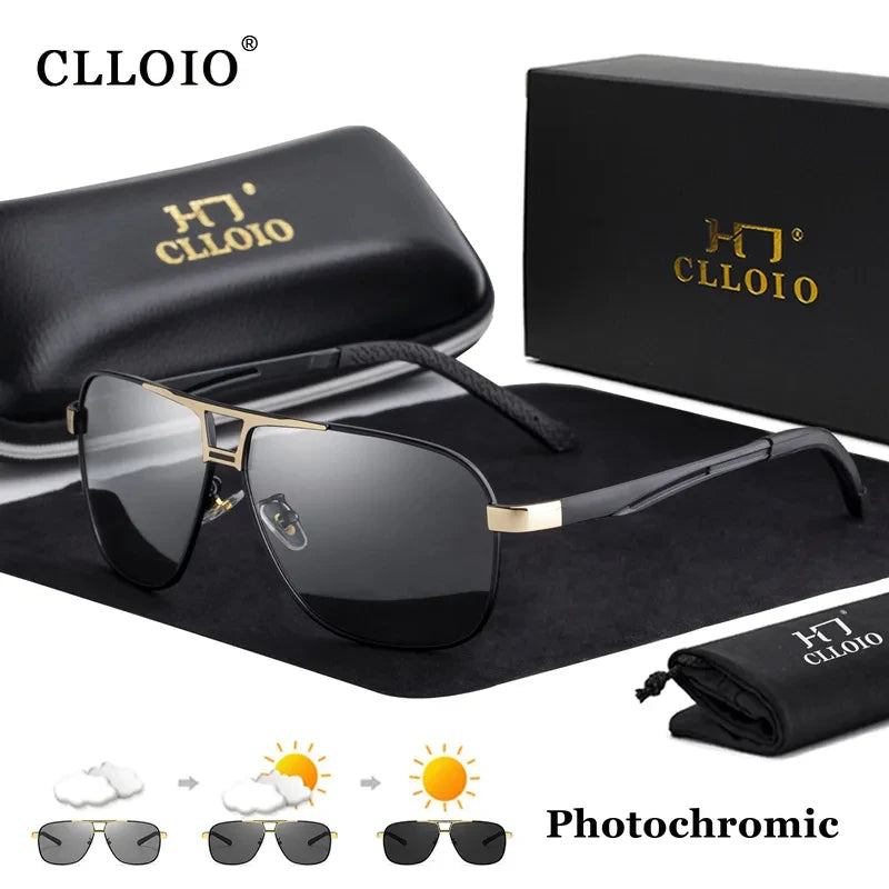 Clloio neuer quadratischer photochrom polarisierter Sonnenbrillen Männer ändern Farbe Sonnenbrille Chamäleon Anti-Blend-Blend-Oculos de Sol