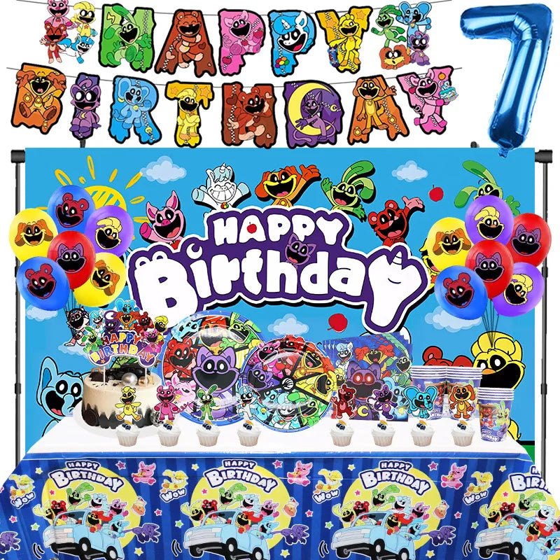 Smiling Critters Birthday Party Balloon Set - Foil and Latex Decorations for Kids