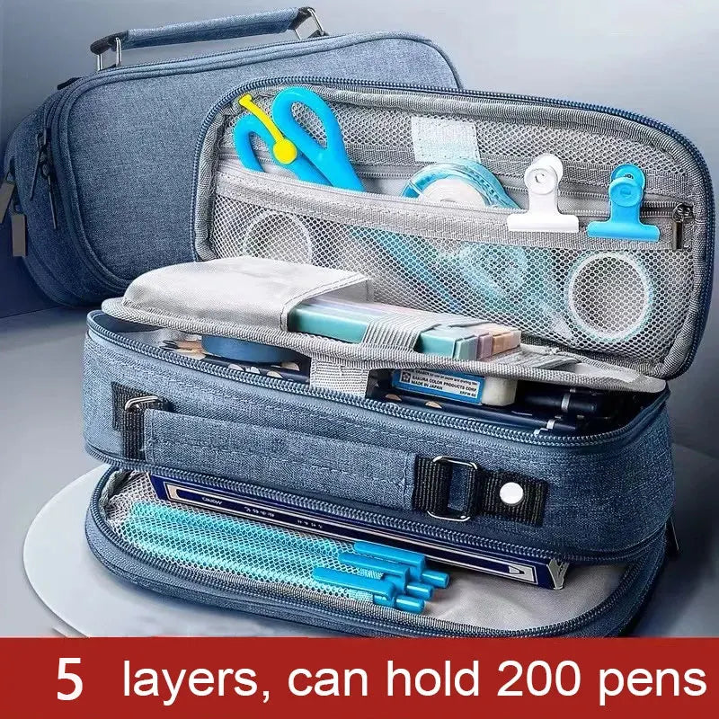 Large Capacity Double Zipper Pencil Case Organizer - Cyprus