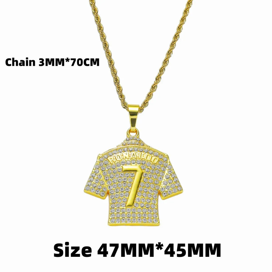 HNSP Cristiano Ronaldo CR7 Zircon Circle Pendant Necklace for Men - Cyprus