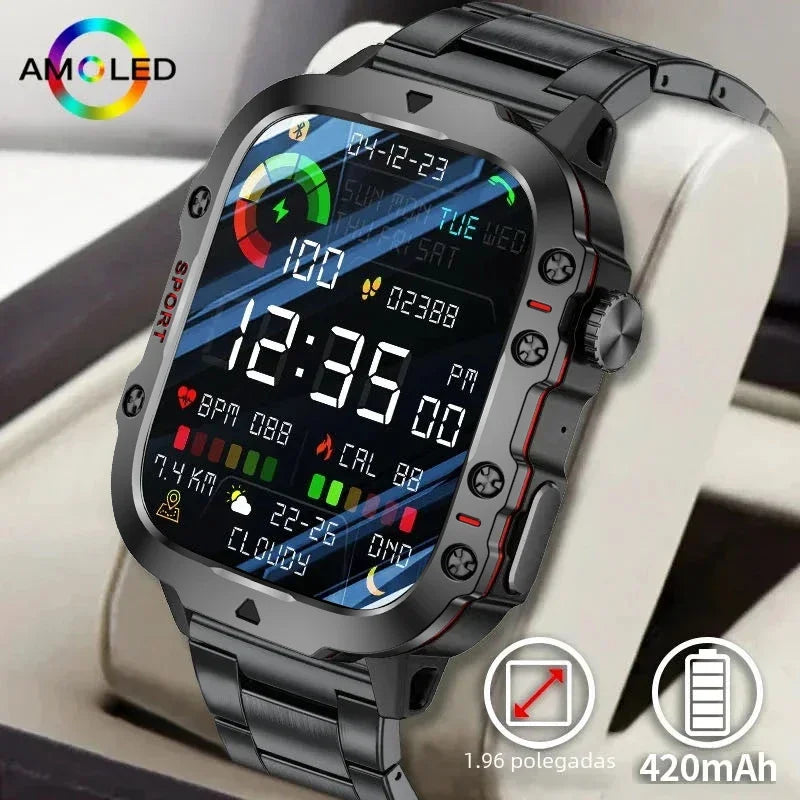 Crtorrs Military Smart Watch - Bluetooth Call & Fitness Tracker, αδιάβροχο, παρακολούθηση καρδιακών ρυθμών