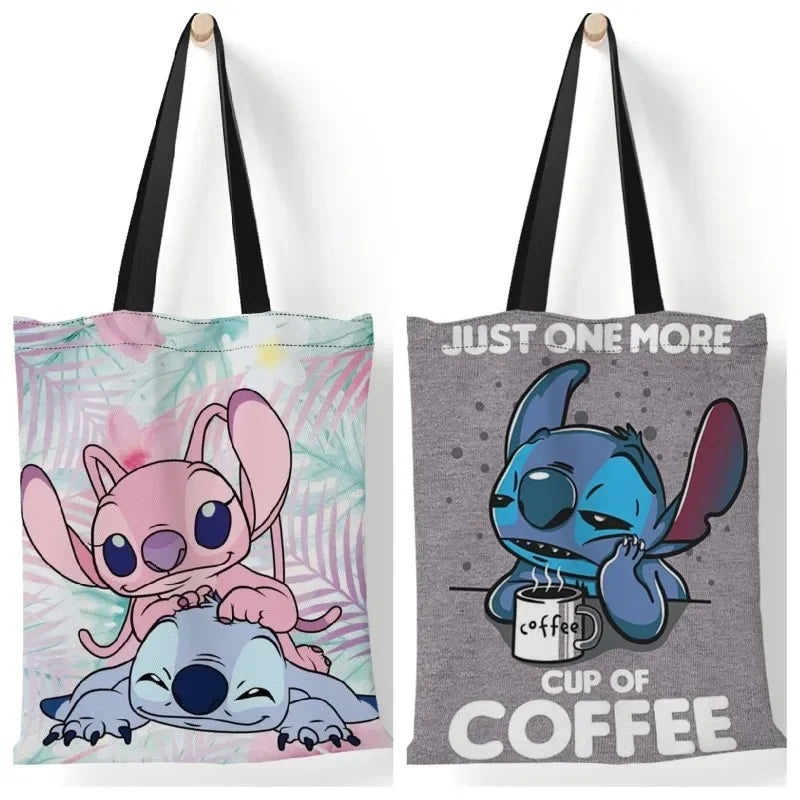 Stitch Büyük Kapasiteli Tote Çanta - Kızlar İçin Şık Anime Tuval Çanta - Kıbrıs