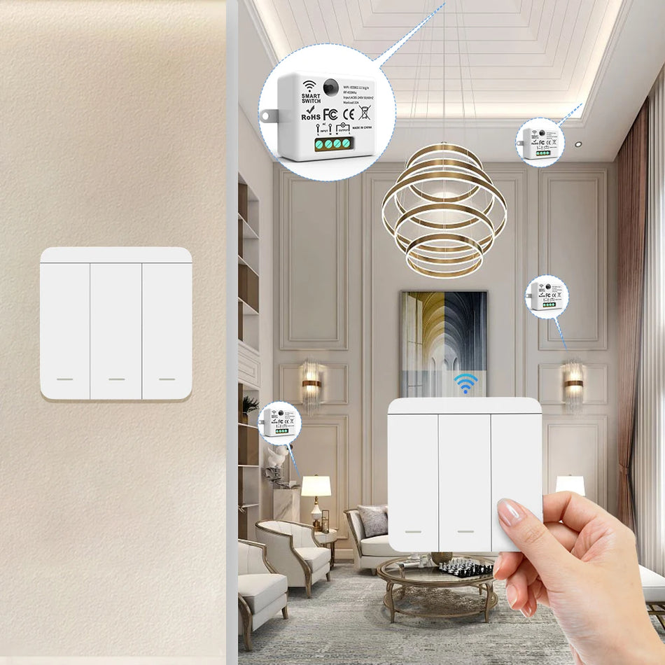 Wireless Smart Wall Light Switch with Remote Control - RF433mhz LED Switch