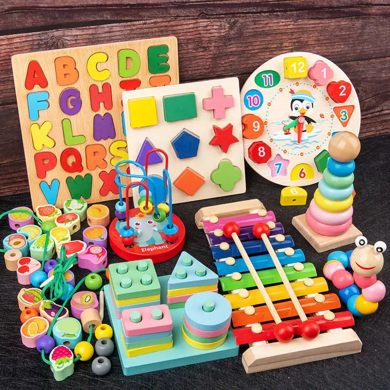 Montessori Holzspielzeug frühe pädagogische Kinder Spielzeug Rätsel Spiel für Kinder Sensorische Blöcke 1 2 3 Jahre Baby Spielzeug Jouet Enfant