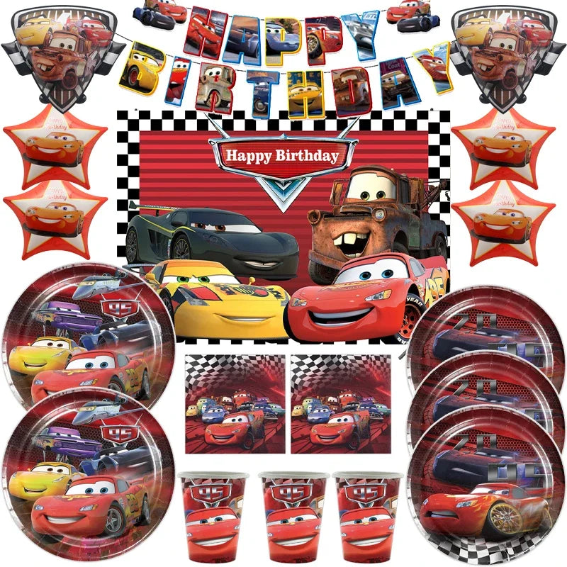 🔵 Lightning McQueen Parti Malzemeleri Seti - Otomobil Doğum Günü Süslemeleri Cyprus