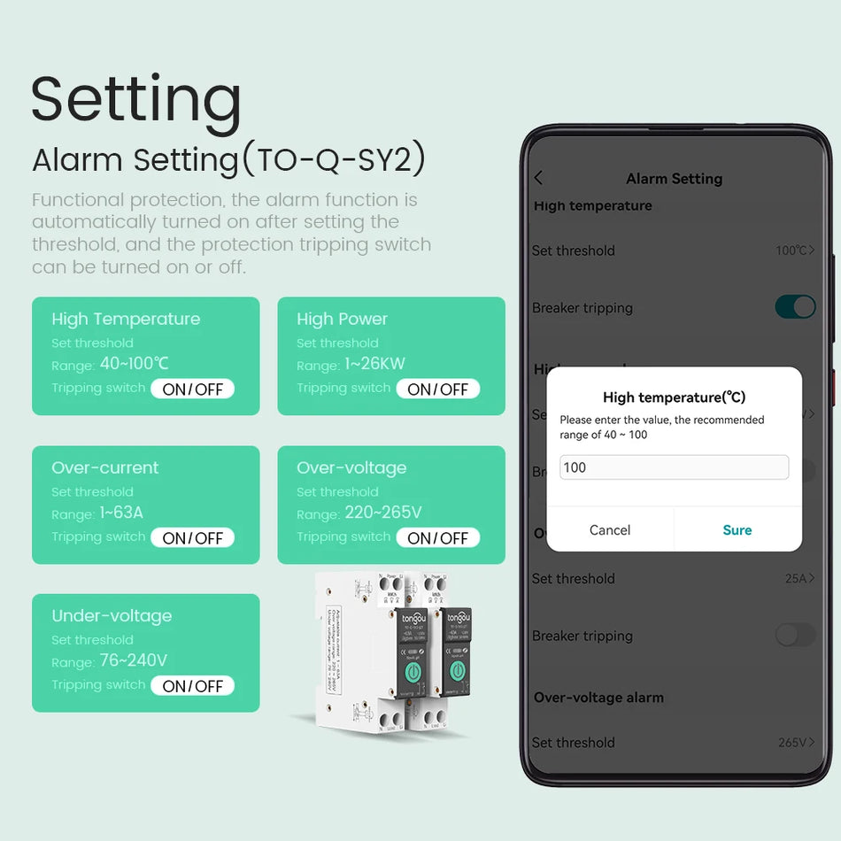 Tuya Zigbee Smart Circuit Breaker mit Fernbedienung und Schutzfunktionen