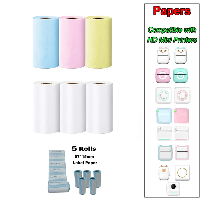 57MM Mini Printer Thermal Sticker Paper Rolls for Instant Photo Printing - Cyprus