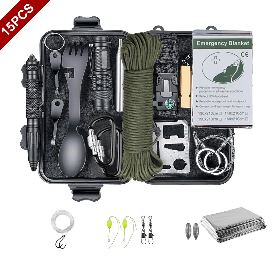 Ultimate 15-in-1 Emergency Survival Kit: Gear Up for Any Adventure!