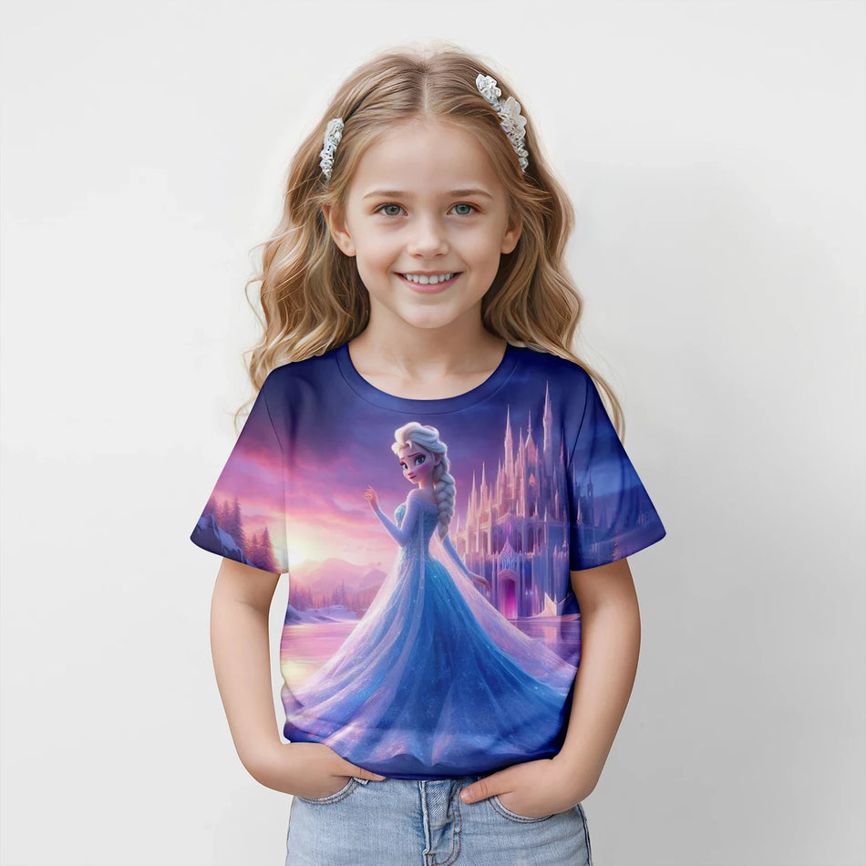 Παιδιά 3D τυπωμένο Elsa Cartoon Tee - Κύπρο