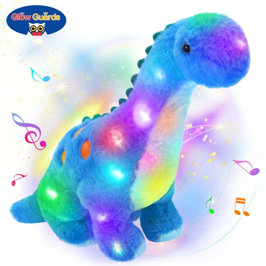 LED Luminous Plush Toy Blue Netter Dinosaurier gefüllt gefülltes Tier weich bequeme Kinderwurf -Kissengeschenke für Mädchen schlafen