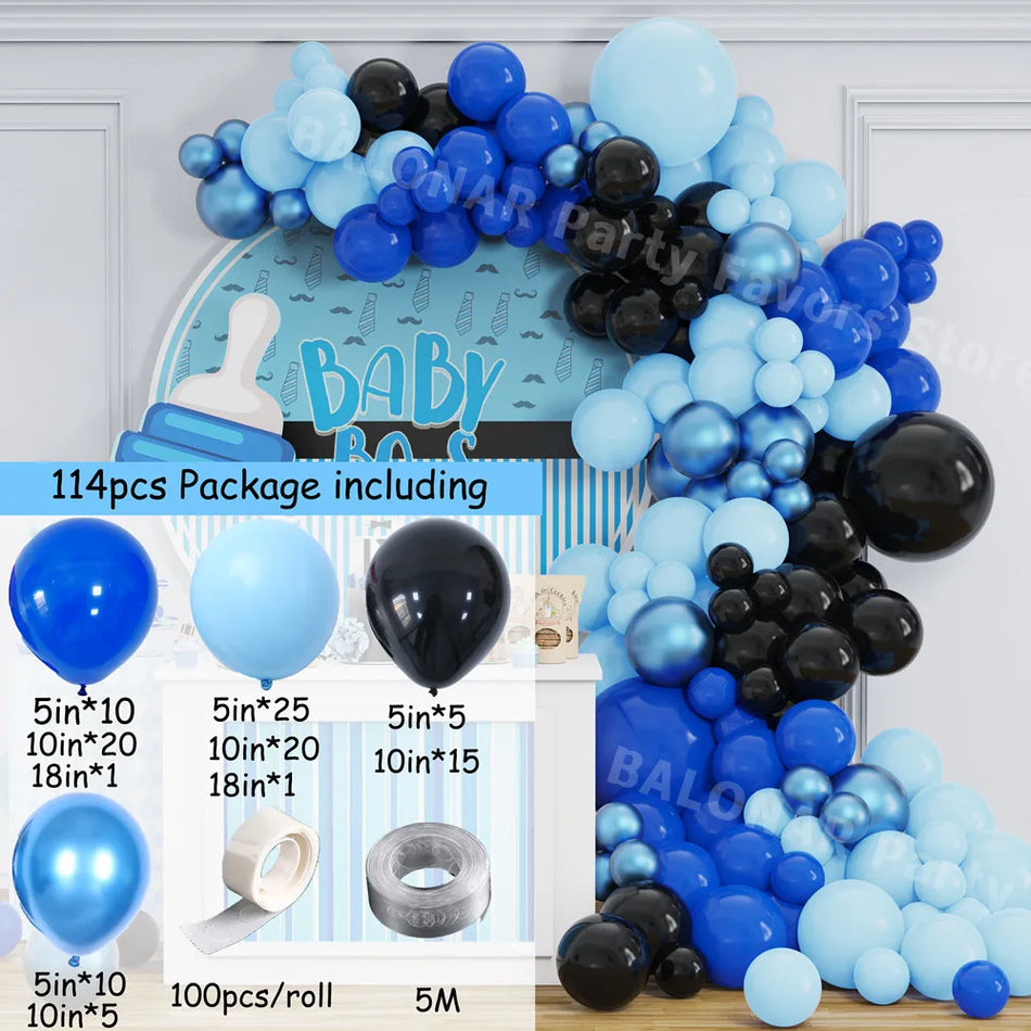 114Pcs Blue Latex Balloon Garland Arch Kit for Celebrations - Cyprus