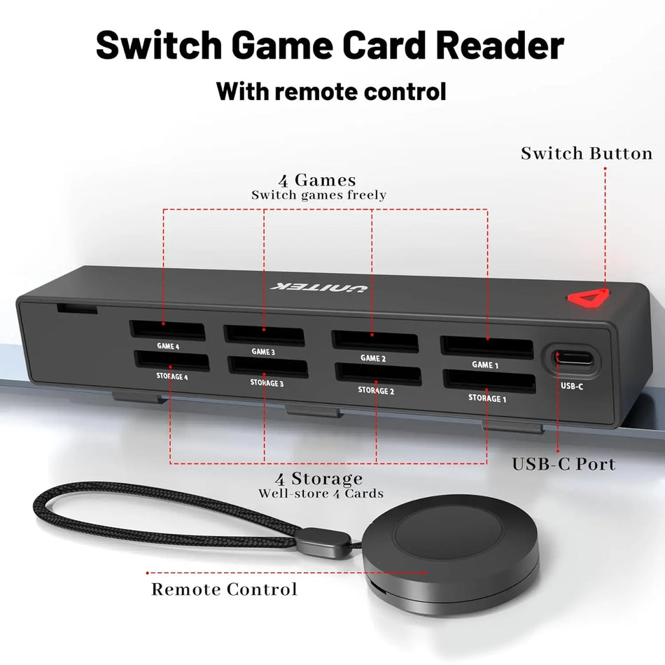 Unitek New Switch Game Card Reader с беспроводным удаленным контроллером для Nintendo Switch/Switch OLED Владелец нескольких игровых карт