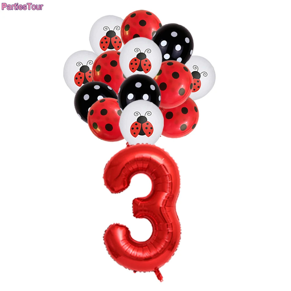 🔵 Kırmızı Siyah Lady Blug Polka Dot Party Balonlar - Kıbrıs