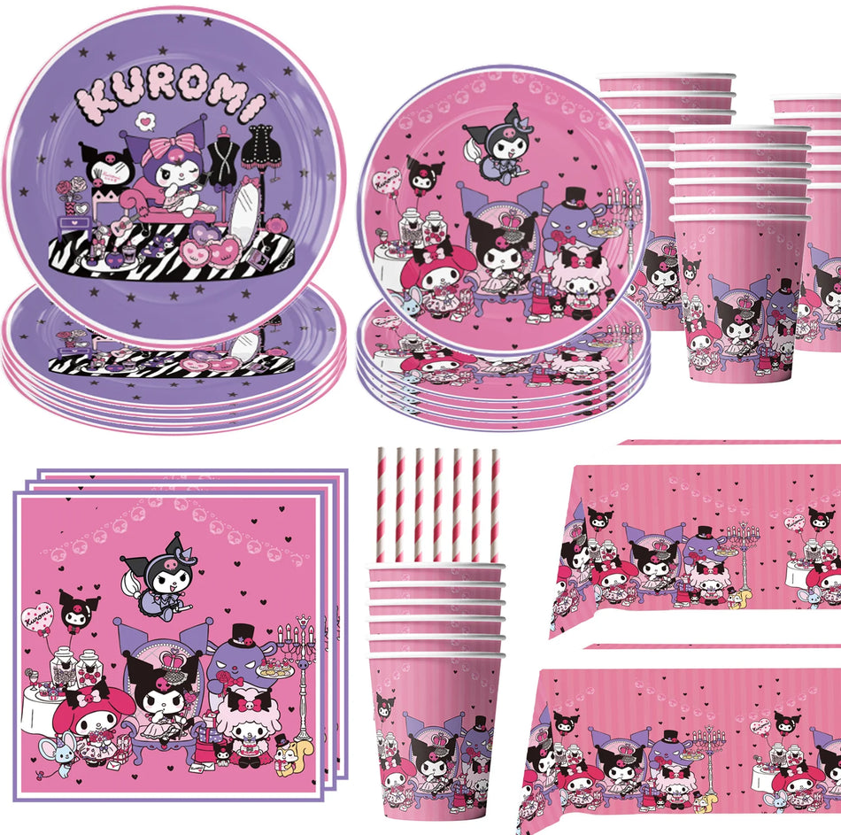 Kawali Kuromied Birthday Party Disposable Tableware Set