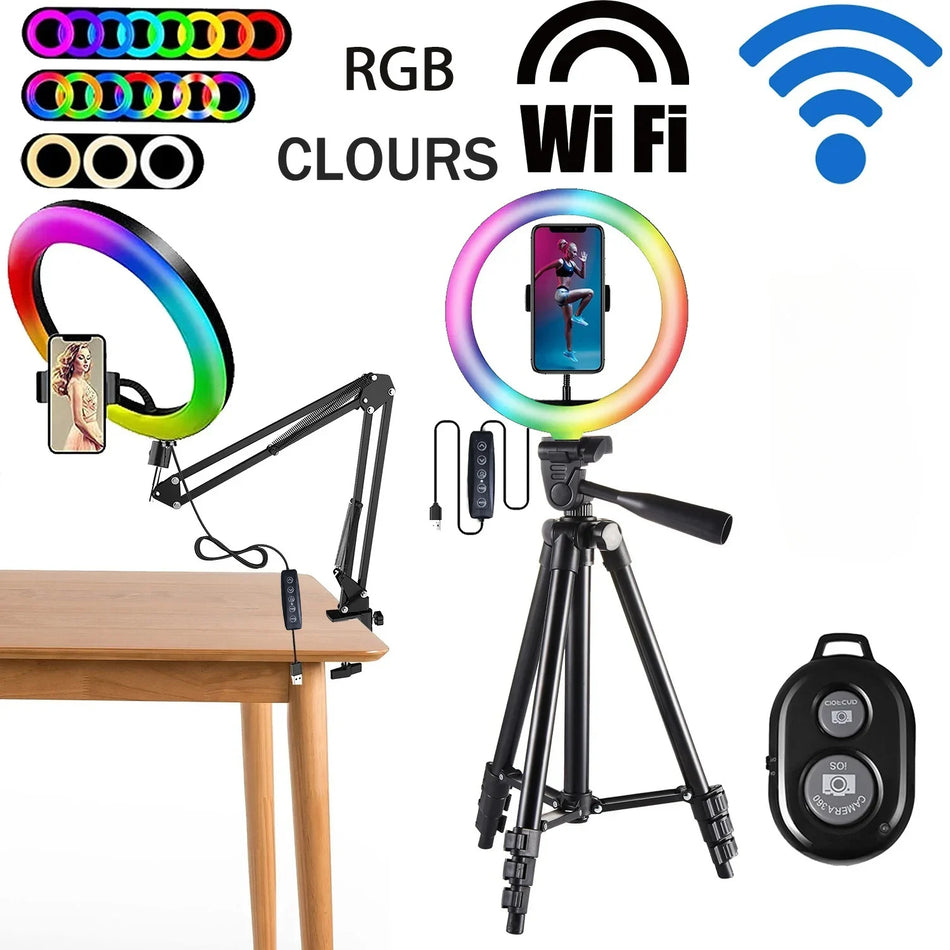 RGB Selfie Ring Light with Tripod and Phone Holder