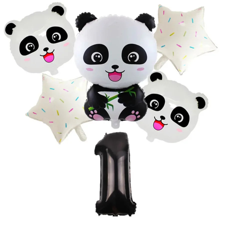 🔵 6pcs Cartoon Animal Panda Foil Balloon Set - Birthday Party Decoration - Cyprus