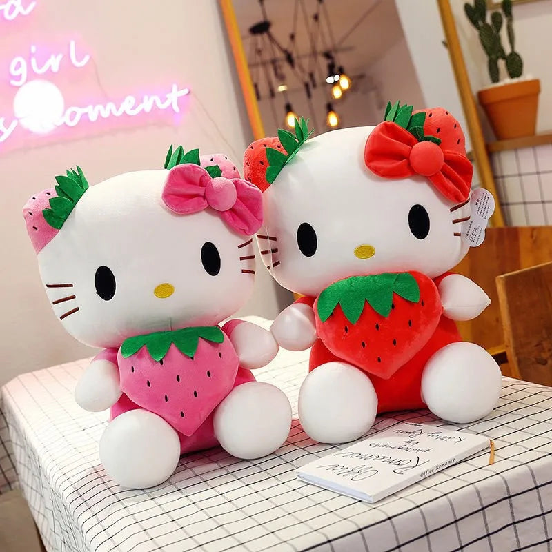 Kawaii Sanrio KT Cat Plush Doll - 22cm Cute Strawberry Pillow