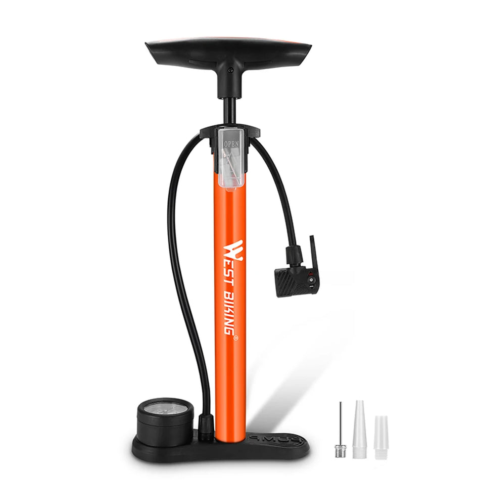 WEST BIKING Stainless Steel Bicycle Tire Pump with Comfortable Grip