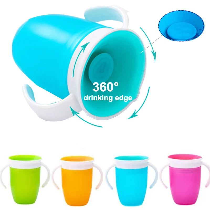 Baby Wasserbecher 360 Grad Drehes Baby -Lernen Trinkbecher mit Doppelgriff Flip Deckelleckfaktor Säuglingswasser -Tassen Flasche