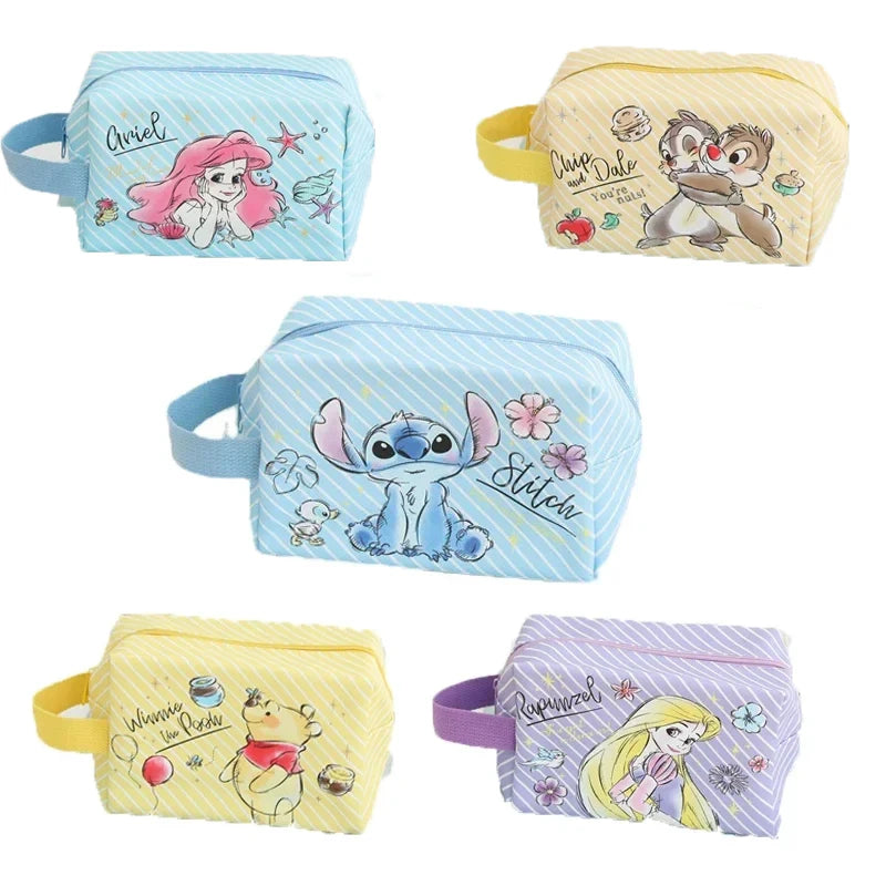 MINISO  Cartoon Stitch Princess Series Large Capacity Makeup Bag for Girls Student Travel 🟠Emoji Multifunctional Storage Bag Wash Bag - Cyprus