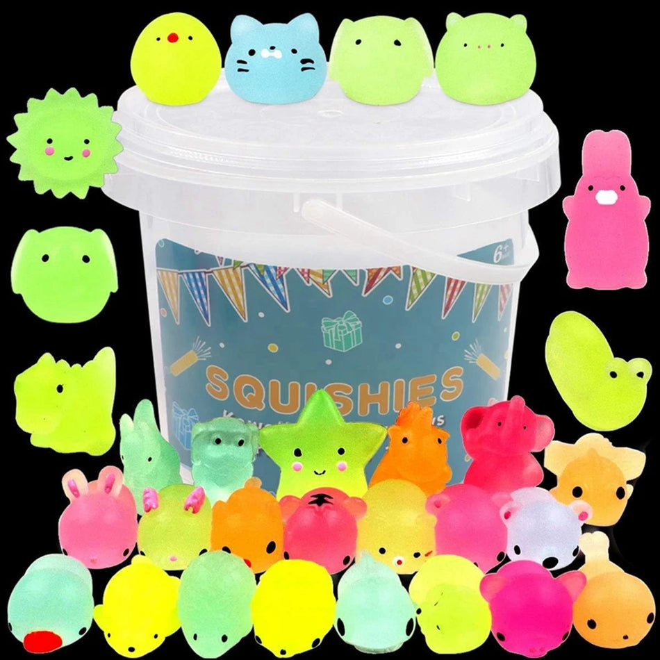 12/36 PCS Çocuklar için Kawaii Hayvanlar Squishies Mochi Squishy Toys Karanlık Partide Parıltı Stres Rahatlat