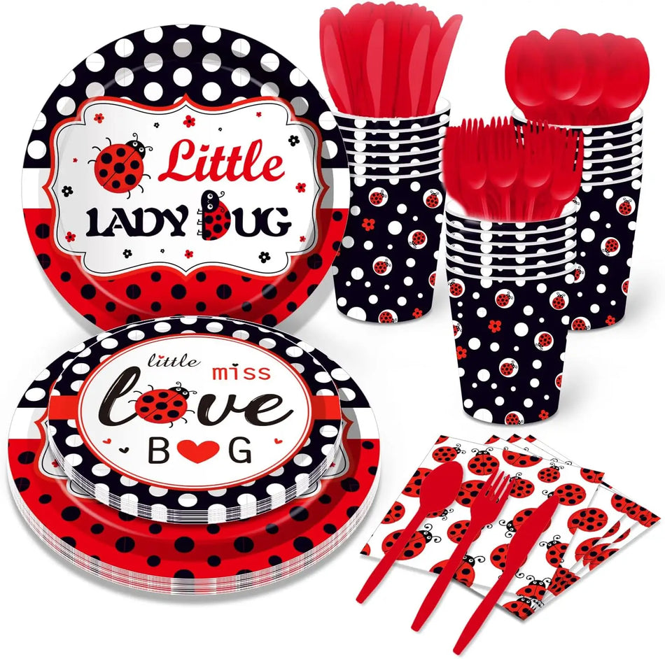 🔵 Ladybug 1st Birthday Party Tableware Set - Cyprus