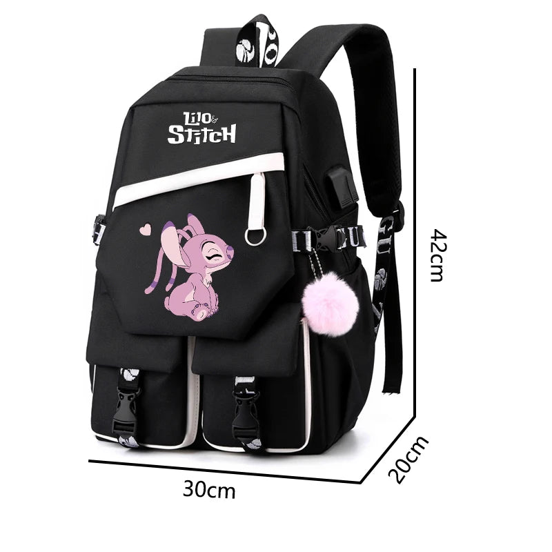 Lilo Stitch Backpack Teen School Bag Anime Rucksack USB Travel & School Bag - Cyprus