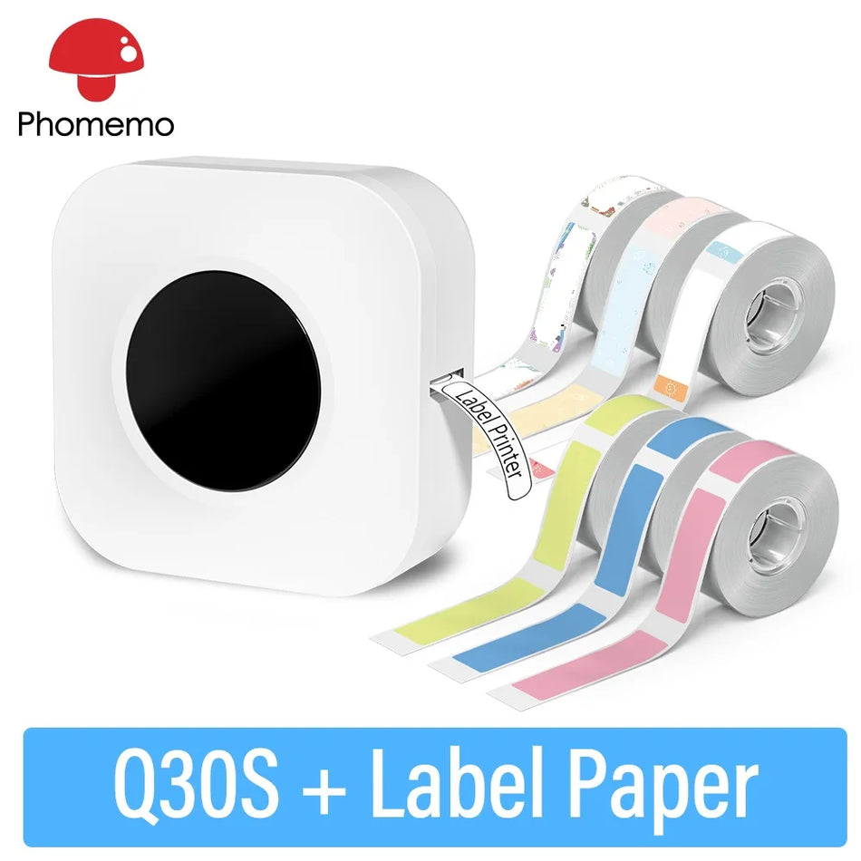 🔵 Phomemo Printer Q30S Mini Label Printer Smart Portable Label Maker Self-adhesive Thermal Label Printer similar as D30 Q30 D110