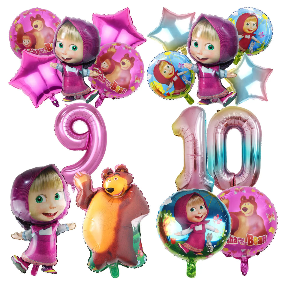 🔵 Masha's The Bear Birthday Number Balloon Set - Cyprus