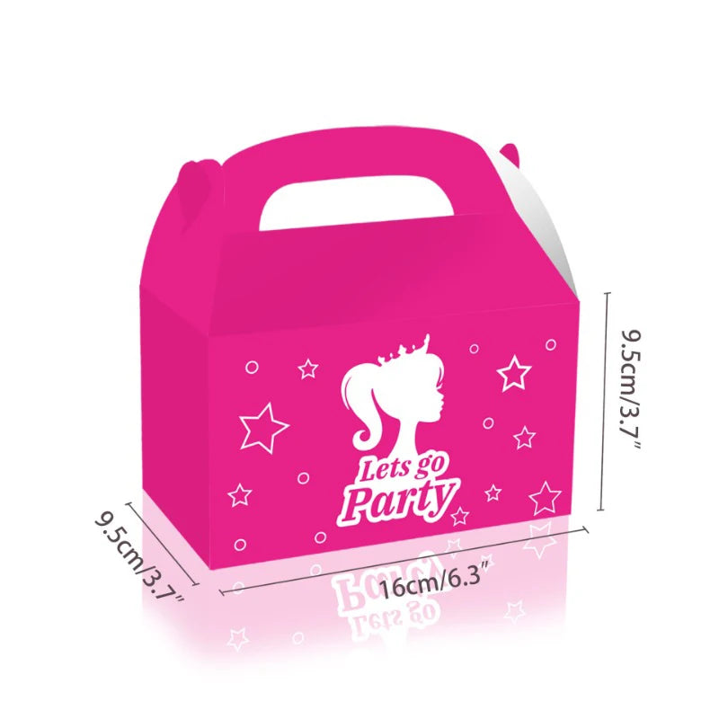 🔵 12pcs barbie parti hediye çantaları kağıt torbalar şeker kutusu doğum günü partisi dekorasyon bebek duş malzemeleri çocuk hediyeleri - Kıbrıs