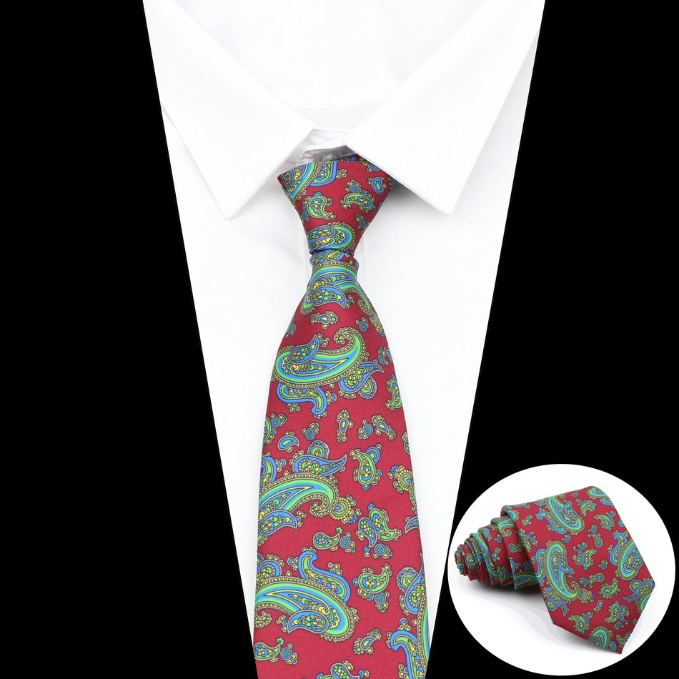 Super Soft Silk Floral Tie for Men in Red and Blue - Cyprus