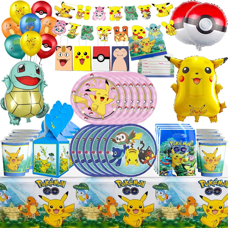 Pikachu Party Supplies Set - Balloons, Plates, Cups & Decorations - Cyprus