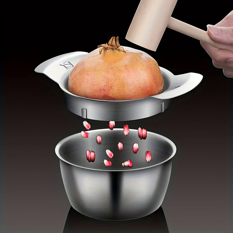 Stainless Steel Pomegranate Seed Removal Set with Bowl and Mallet