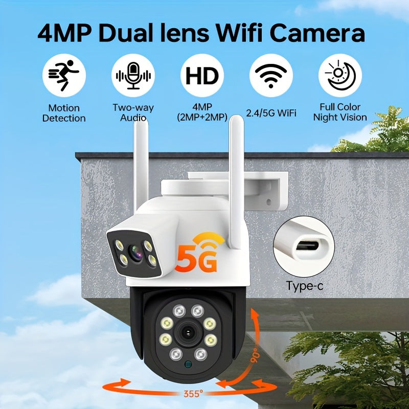 Διπλή κάμερα WiFi Security Dual Lens, Ανίχνευση έξυπνης κίνησης, χρωματική νυχτερινή όραση, αμφίδρομος ήχος, 5G WiFi - Κύπρος